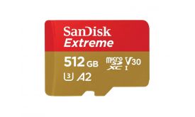 SANDISK 121589, MICROSD EXTREME KÁRTYA 512GB, 190/130 MB/s, A2 C10 V30 UHS-I U3